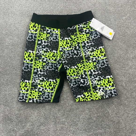 Adidas Girls' Destiny Printed Slider Shorts Neon Animal Print Size L Padded - Picture 1 of 9
